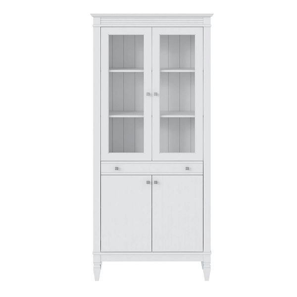 Фото стеллаж из массива сосны в гостиную в стиле лофт или скандинавском стиле коллекция Ольса цвет белый лак, белый лак/антик 24, серый 7042, серый 7042/антик 24, дерево размеры 93х202х38 в интернет-магазине СиВер