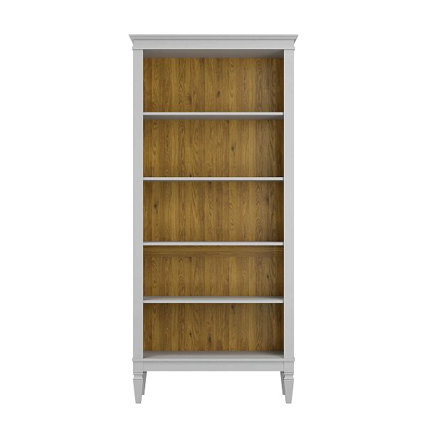 Фото стеллаж из массива сосны в гостиную в стиле лофт или скандинавском стиле коллекция "Ольса-С" цвет белый лак, серый 7042, светлый дерево размеры 93х203х36 в интернет-магазине СиВер