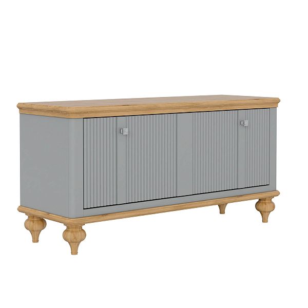 Фото тумба под обувь «Рандеву» 10, цвет белый лак/антик 24, серый 7042/антик 24, размер 1132x557x384 из массива сосны в интернет-магазине СиВер