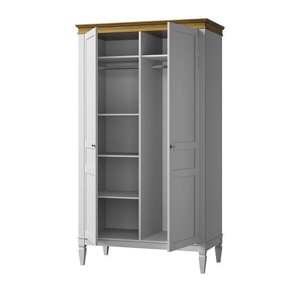 Изображение каталог шкаф для одежды на ножках в гостиную или в спальню из массива сосны "Ольса-С" 02 двухдверный 1183x2089x597 в стиле кантри в интернет-магазине СиВер