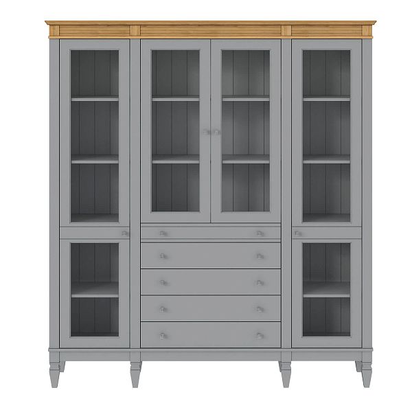 Фото пример широкий стеллаж с квадратными полками из массива сосны в гостиную в стиле лофт или скандинавский коллекция Ольса цвет белый лак, белый лак/антик 24, серый 7042, серый 7042/антик 24, светлый, дерево размеры 181,5х202х38 в интернет-магазине СиВер