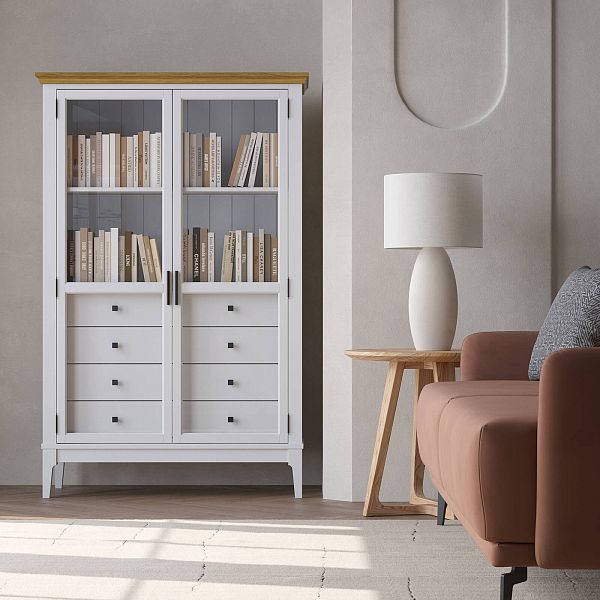 Фото «Квадро-С» 20/04 из массива сосны. Комбинированный цвет белый лак-серый 7042, белый лак-антик 24, серый 7042-антик 24, идеально для стиля сканди, минимал, лофт. С доставкой по России. Материал - массив сосны, размер - 999х1553х420 мм. в интернет-магазине СиВер