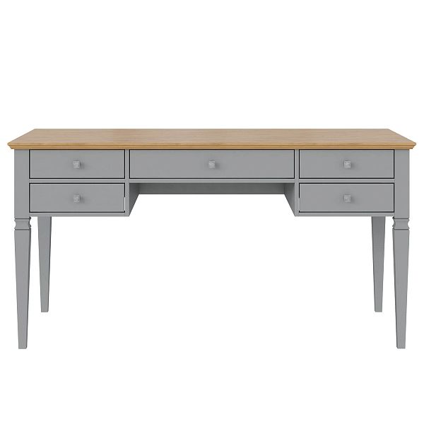 Изображение рабочий белый стол письменный в детскую или кабинет в стиле скандинавский или лофт пример в интерьере как смотрится коллекции "Ольса" 005 149x76x70 (белый лак, белый лак/антик 24, серый 7042, серый 7042/антик 24) для ребенка, взрослого или подростка