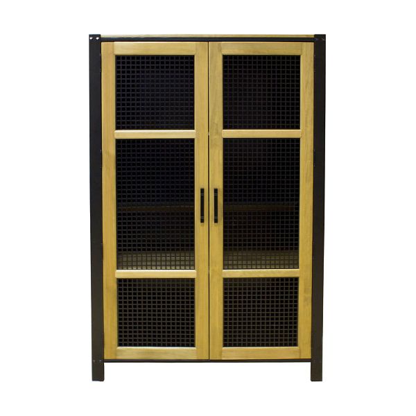 Фото шкаф для посуды из массива сосны в гостиную в стиле кантри коллекция «Фактура-С» бейц-масло-блэк 9, дерево размеры 980х1565х400 в интернет-магазине СиВер