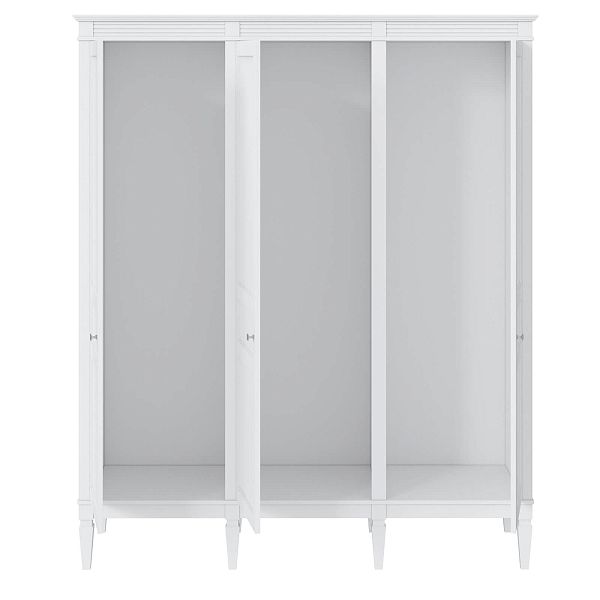 Изображение каталог шкаф для одежды на ножках в гостиную или в спальню из массива сосны "Ольса" 03 (белый лак) трехдверный, размеры 1781x2129x600 в стиле кантри в интернет-магазине СиВер