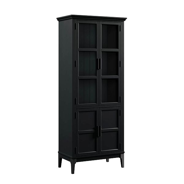 Фото Шкаф для посуды «Квадро-С» 22GT-185 из массива сосны. Цвет белый лак, белый лак-антик 24, серый 7042-антик 24, идеально для стиля сканди, минимал, лофт. С доставкой по России. Материал - массив сосны, размер - 757х1846х420 мм. в интернет-магазине СиВер