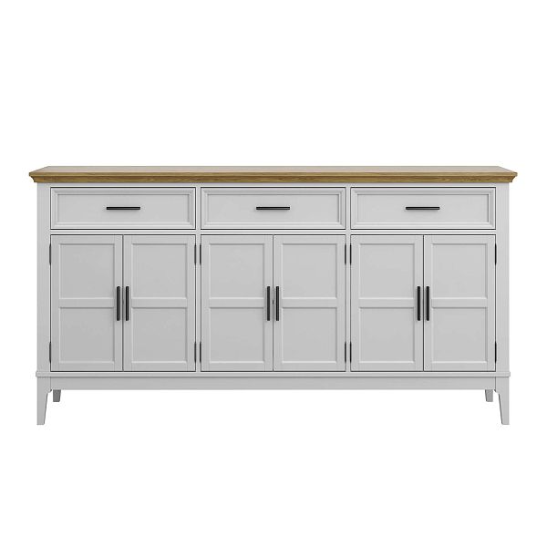 Фото тумба «Квадро-С» 063Ф, цвет белый лак, белый лак-антик 24, серый 7042/антик 24, размер 1801x948x420 из массива сосны в интернет-магазине СиВер