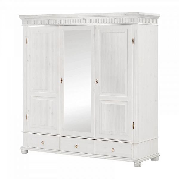 Изображение белорусский шкаф из массива сосны для двоих с зеркалом во весь рост коллекция Хельсинки 5SPGT-M с 5 секциями - скандинавский стиль и качество белорусское производство ММЦ