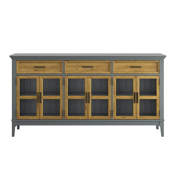 Фото тумба «Квадро-С» 063С, цвет белый лак, белый лак-антик 24, серый 7042/антик 24, размер 1801x948x420 из массива сосны в интернет-магазине СиВер