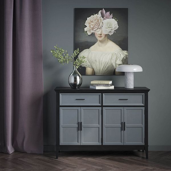 Фото тумба «Квадро-С» 42, цвет белый лак, белый лак-антик 24, серый 7042/антик 24, размер 1384x1012x420 из массива сосны в интернет-магазине СиВер