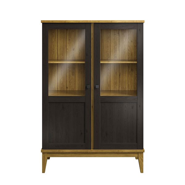 Фото шкаф для посуды из массива сосны в гостиную в стиле кантри коллекция «Бон Вояж» цвет антик 24-колониал, дерево размеры 1007х1489х401 в интернет-магазине СиВер