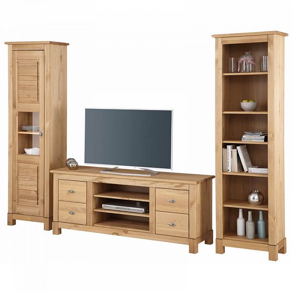 Фото каталог шкаф для посуды на кухню или в гостиную из массива сосны Рауна 10 цвет бейц масло бежевый светлый размеры 55х180х33 в стиле кантри в интернет-магазине СиВер