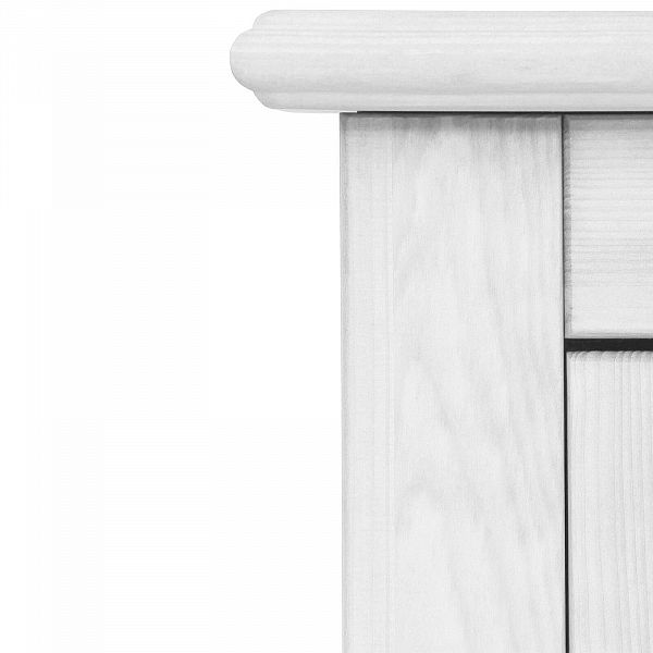 Фото комод с двумя дверцами светлого цвета белый воск УКВ коллекции Рауна в коридор, прихожую или гостиную из массива сосны размеры 118х100х37