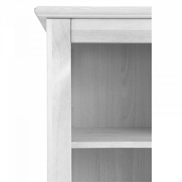 Изображение шкаф для книг на ножках в гостиную или в спальню из массива сосны Рауна 00 цвет белый воск УКВ размеры 55х180х33 в стиле кантри в интернет-магазине СиВер