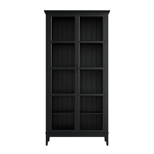 Фото Шкаф для книг «Квадро-С» 220 из массива сосны в гостиную в стиле кантри коллекция «Квадро-С» цвет белый лак, белый лак-антик 24, серый 7042-антик 24, дерево размеры 995х2047х421 в интернет-магазине СиВер