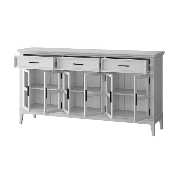 Фото тумба «Квадро-С» 063С, цвет белый лак, белый лак-антик 24, серый 7042/антик 24, размер 1801x948x420 из массива сосны в интернет-магазине СиВер