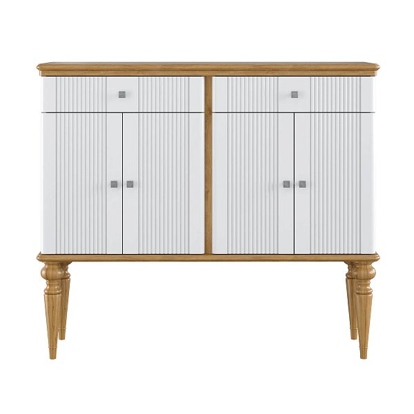 Фото тумба «Рандеву» 42, цвет белый лак/антик 24, серый 7042/антик 24, размер 1240x1070x384 из массива сосны в интернет-магазине СиВер