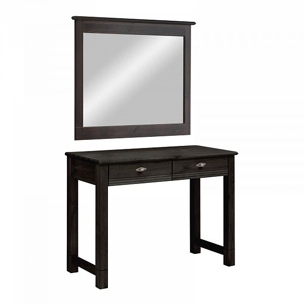 Фото стол туалетный из массива сосны Рауна размеры 114х82х48 см цвет колониал темный почти черный дерево в стиле кантри купить в интернет-магазине СиВер