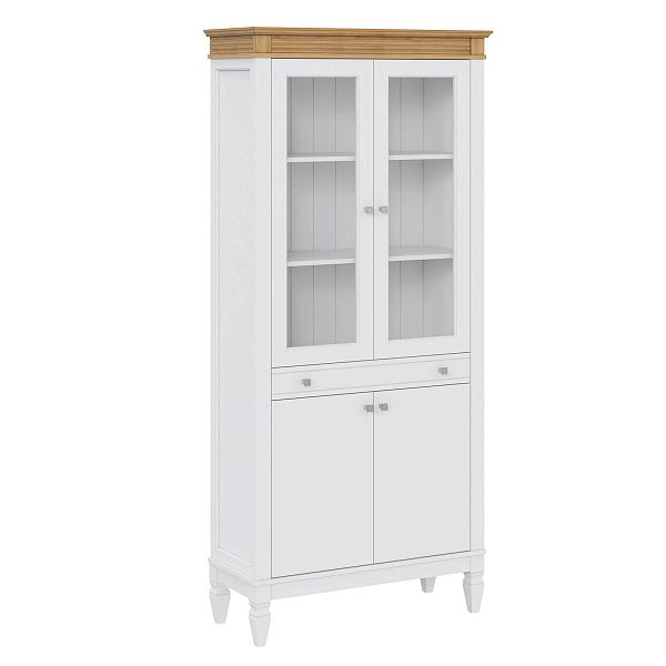 Фото стеллаж из массива сосны в гостиную в стиле лофт или скандинавском стиле коллекция Ольса цвет белый лак, белый лак/антик 24, серый 7042, серый 7042/антик 24, дерево размеры 93х202х38 в интернет-магазине СиВер