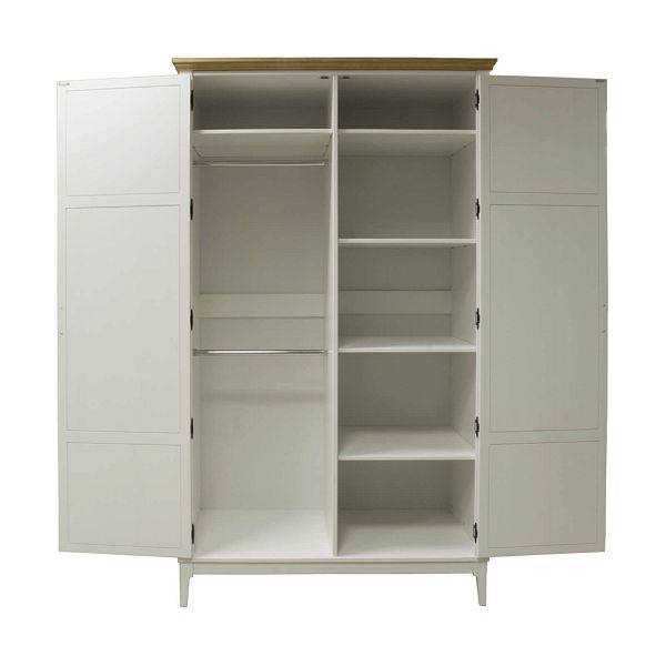 Изображение каталог шкаф для одежды "Квадро-С" 20 (белый лак-антик 24) из массива сосны, размеры 1200x2050x605 в стиле кантри в интернет-магазине СиВер