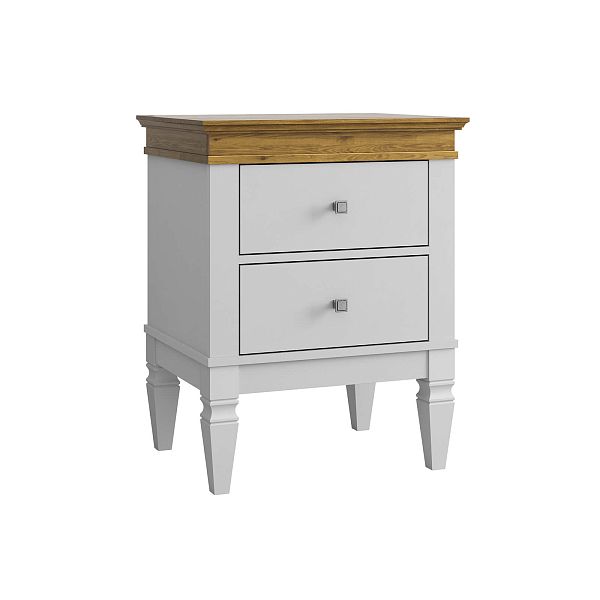 Фото прикроватная тумба в спальню из массива сосны "Ольса- С" 02, 538x676x415 мм., с двумя ящиками, из массива сосны в стиле кантри в интернет-магазине СиВер