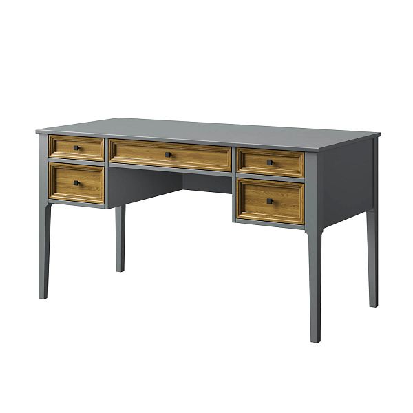 Изображение рабочий стол письменный в детскую или кабинет в стиле лофт или скандинавском стиле классика коллекции "Квадро-С" 05 размеры 1388х760х660 мм (цвет белый лак, белый лак/антик 24, серый 7042, серый 7042/антик 24) для ребенка или подростка