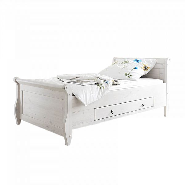 Фото пример классика скандинавский стиль односпальная кровать Мальта из натурального дерева массива сосны