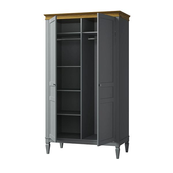 Изображение каталог шкаф для одежды на ножках в гостиную или в спальню из массива сосны "Ольса-С" 02 двухдверный 1183x2089x597 в стиле кантри в интернет-магазине СиВер