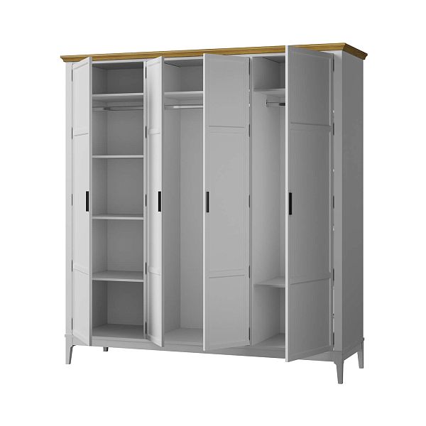 Изображение каталог шкаф для одежды "Квадро-С" 40 (белый лак, белый лак-антик 24, серый 7042-антик 24) из массива сосны, размеры 1919x2047x604 в стиле кантри в интернет-магазине СиВер