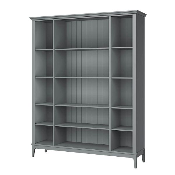 Фото Стеллаж «Квадро-С» 40-205 из массива сосны в гостиную в стиле кантри коллекция «Квадро-С» цвет белый лак, белый лак-антик 24, серый 7042-антик 24, дерево размеры 1643х2047х421 в интернет-магазине СиВер