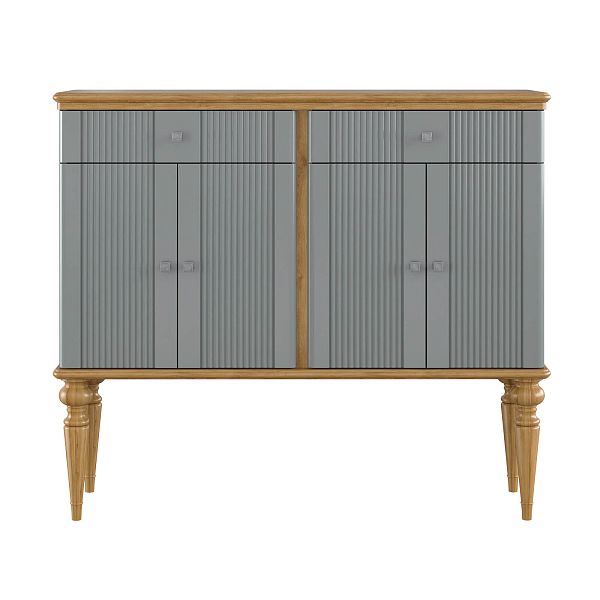 Фото тумба «Рандеву» 42, цвет белый лак/антик 24, серый 7042/антик 24, размер 1240x1070x384 из массива сосны в интернет-магазине СиВер