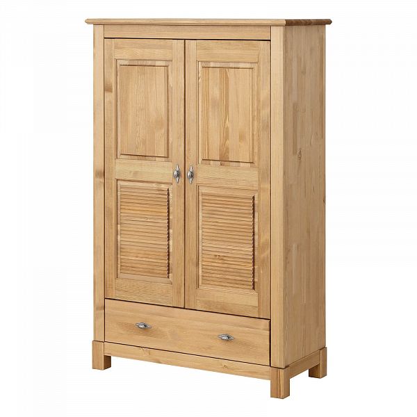 Фото  шкаф две двери в гостиную или в спальню из массива сосны Рауна 21 цвет бейц масло светлый бежевый размеры 97х150х42 в стиле кантри в интернет-магазине СиВер