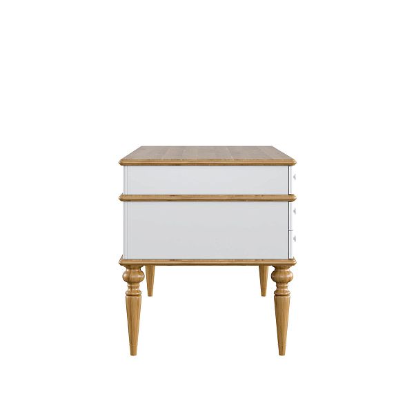 Изображение рабочий белый стол письменный в детскую или кабинет в стиле лофт или скандинавском стиле классика коллекции "Рандеву" 07 (белый лак/антик 24, серый 7042/антик 24) из массива сосны, 157,5х77,7х70 для ребенка или подростка