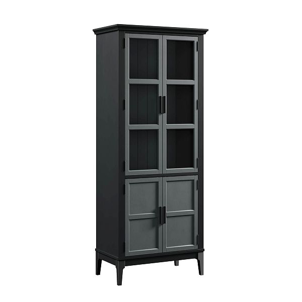 Фото Шкаф для посуды «Квадро-С» 22GT-185 из массива сосны. Цвет белый лак, белый лак-антик 24, серый 7042-антик 24, идеально для стиля сканди, минимал, лофт. С доставкой по России. Материал - массив сосны, размер - 757х1846х420 мм. в интернет-магазине СиВер