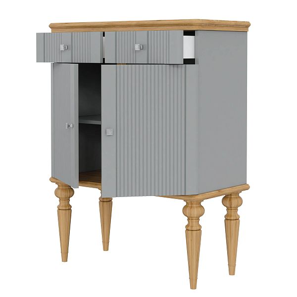 Фото тумба «Рандеву» 22, цвет белый лак/антик 24, серый 7042/антик 24, размер 826x1070x384 из массива сосны в интернет-магазине СиВер