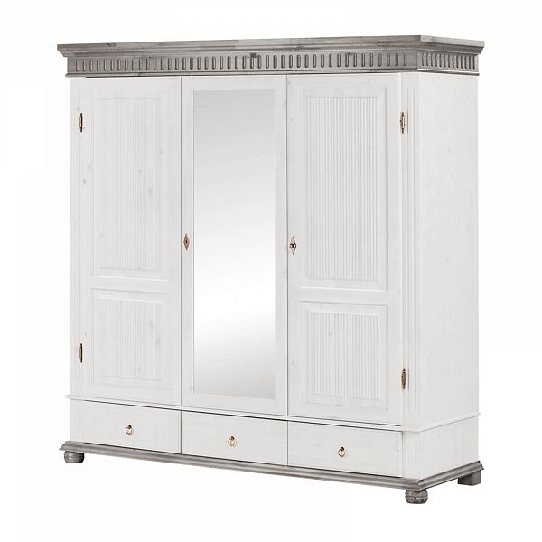 Изображение белорусский шкаф из массива сосны для двоих с зеркалом во весь рост коллекция Хельсинки 5SPGT-M с 5 секциями - скандинавский стиль и качество белорусское производство ММЦ