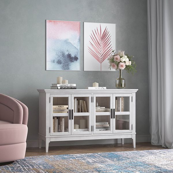 Фото каталог тумба ТВ в гостиную или в спальню из массива сосны "Квадро-С" 40 цвет белый лак, белый лак-антик 24, серый 7042-антик 24, светлый, размеры 1248х765х420 в классическом стиле в интернет-магазине СиВер