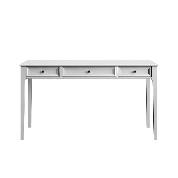 Изображение рабочий стол письменный в детскую или кабинет в стиле лофт или скандинавском стиле классика коллекции "Квадро-С" 03 размеры 1388х760х660 мм (цвет белый лак, белый лак/антик 24, серый 7042, серый 7042/антик 24) для ребенка или подростка