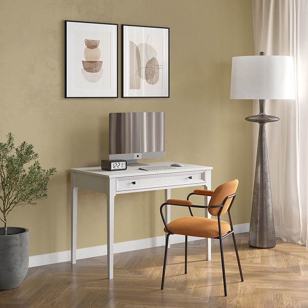 Изображение рабочий стол письменный в детскую или кабинет в стиле лофт или скандинавском стиле классика коллекции "Квадро-С" 01 размеры 994х760х590 мм (цвет белый лак, белый лак/антик 24, серый 7042, серый 7042/антик 24) для ребенка или подростка