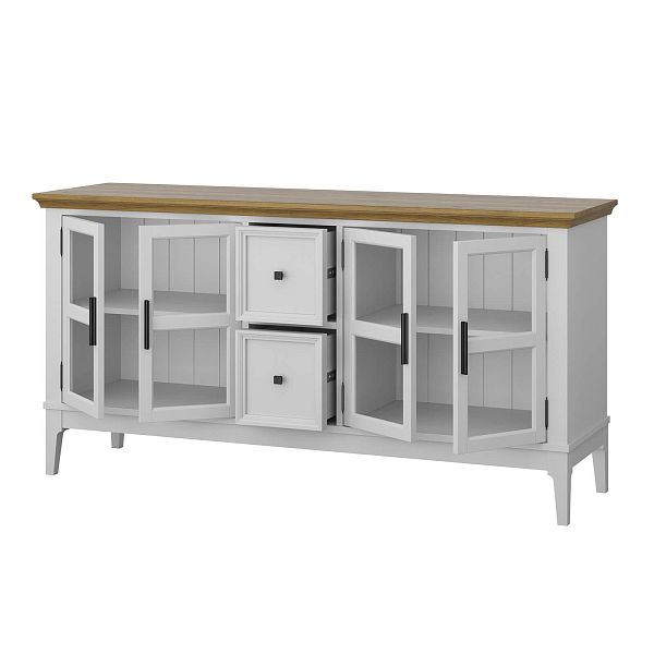 Фото каталог тумба ТВ в гостиную или в спальню из массива сосны "Квадро-С" 42 цвет белый лак, белый лак-антик 24, серый 7042-антик 24, светлый, размеры 1512х765х420 в классическом стиле в интернет-магазине СиВер