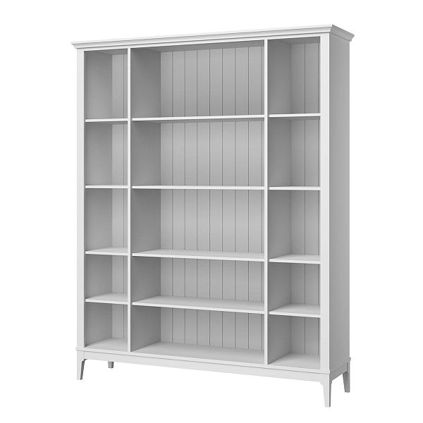 Фото Стеллаж «Квадро-С» 40-205 из массива сосны в гостиную в стиле кантри коллекция «Квадро-С» цвет белый лак, белый лак-антик 24, серый 7042-антик 24, дерево размеры 1643х2047х421 в интернет-магазине СиВер