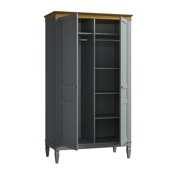 Изображение каталог шкаф для одежды на ножках в гостиную или в спальню из массива сосны "Ольса-С" 02 двухдверный 1183x2089x597 в стиле кантри в интернет-магазине СиВер