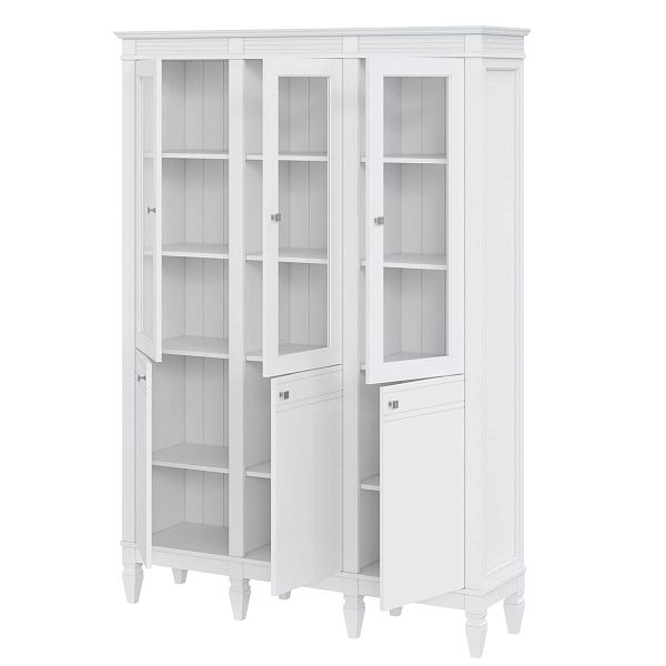 Фото пример широкий стеллаж с квадратными полками из массива сосны в гостиную в стиле лофт или скандинавский коллекция Ольса цвет белый лак, белый лак/антик 24, серый 7042, серый 7042/антик 24, светлый, дерево размеры 143х202х38 в интернет-магазине СиВер