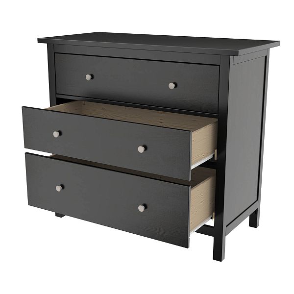 Изображение белый комод из массива сосны для небольшой маленькой квартиры, лофта или элитного загородного дома коллекция "Кантри" 03, 1080x960x500, белый лак, блэк