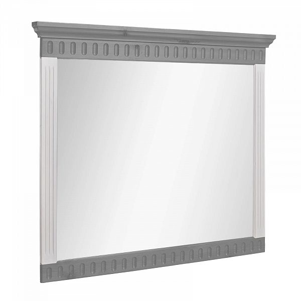 Фото пример скандинавский стиль классика зеркало в темной раме на стену коллекции Хельсинки (Касса) 105x86x7 (серый, белый воск, колониал) из массива сосны в интернет-магазине СиВер