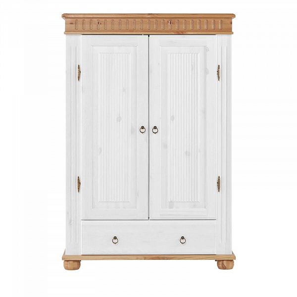 Фото пример шкаф из натурального дерева массива сосны классика скандинавский стиль Хельсинки 21 размер шкафа в см 100 x 147 x 40 - антик, белый воск, колониал, серый