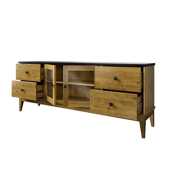 Фото тумбы из массива сосны в гостиную в стиле кантри коллекция «Бон Вояж» цвет антик 24-колониал, дерево размеры 1837х717х401 в интернет-магазине СиВер