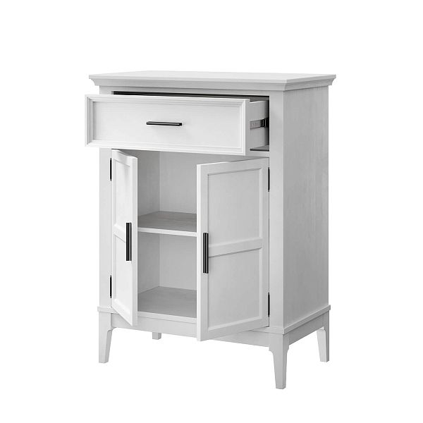 Фото тумба «Квадро-С» 21, цвет белый лак, белый лак-антик 24, серый 7042/антик 24, размер 757x1012x420 из массива сосны в интернет-магазине СиВер