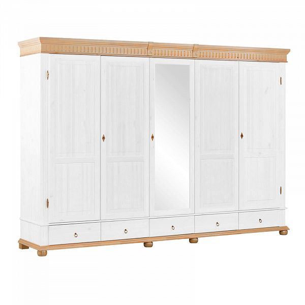 Изображение белорусский шкаф из массива сосны для большой семьи или для обладателей большого количества одежды коллекция Хельсинки 5SPGT-M с 5 секциями