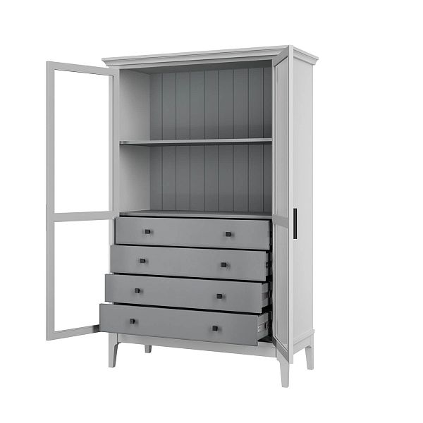 Фото «Квадро-С» 20/04 из массива сосны. Комбинированный цвет белый лак-серый 7042, белый лак-антик 24, серый 7042-антик 24, идеально для стиля сканди, минимал, лофт. С доставкой по России. Материал - массив сосны, размер - 999х1553х420 мм. в интернет-магазине СиВер